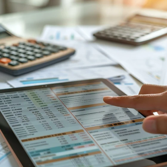 Une personne regarde un document sur sa tablette.